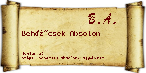 Behácsek Absolon névjegykártya